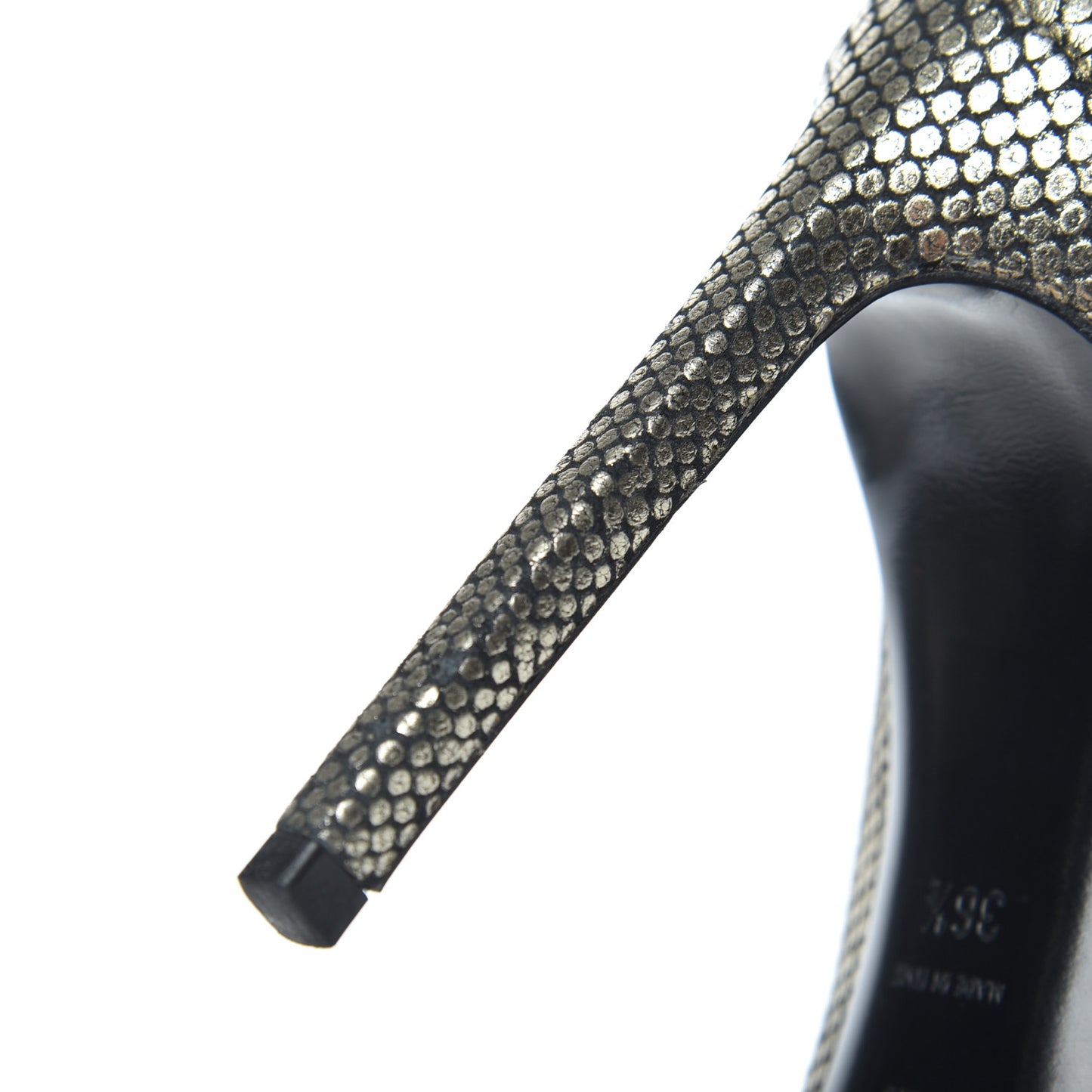 Metallic Snakeskin Embossed Calfskin Classic Paris 105 Pumps 36.5 Black Gold