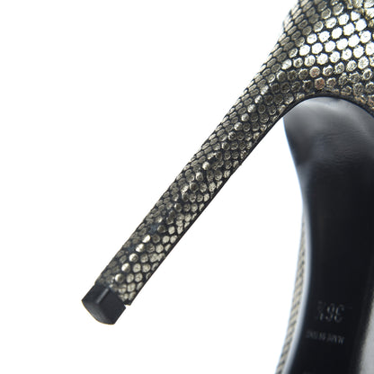 Saint Laurent Metallic Snakeskin Embossed Calfskin Classic Paris 105 Pumps 36.5 Black Gold 12 of 16