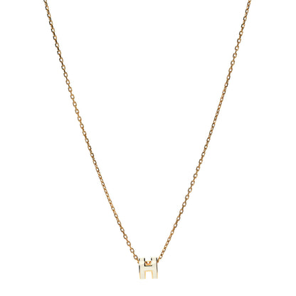 Hermes Lacquered Gold Mini Pop H Pendant Necklace White 1 of 5