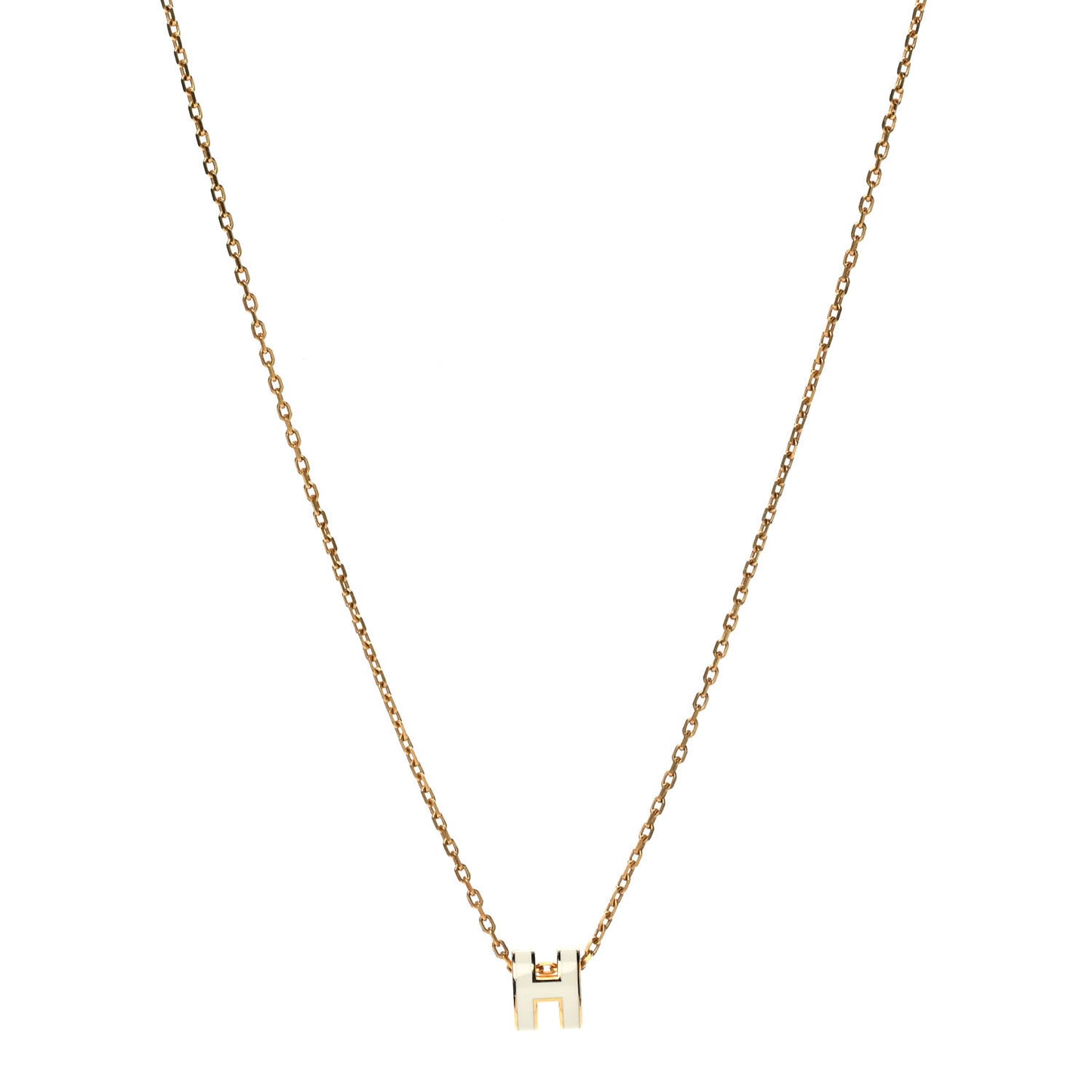 Lacquered Gold Mini Pop H Pendant Necklace White
