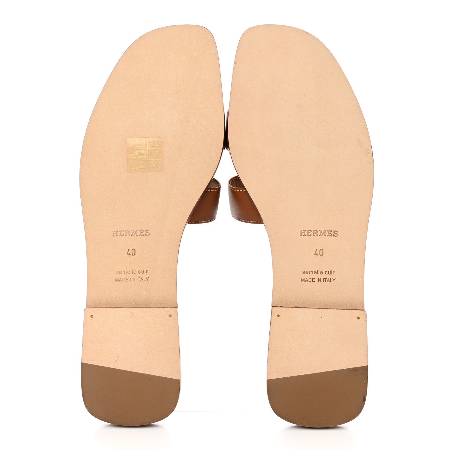 Hermes Box Calfskin Oran Sandals 40 Gold 5 of 11