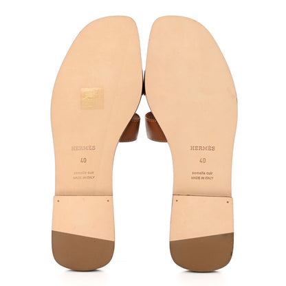 Hermes Box Calfskin Oran Sandals 40 Gold 5 of 11