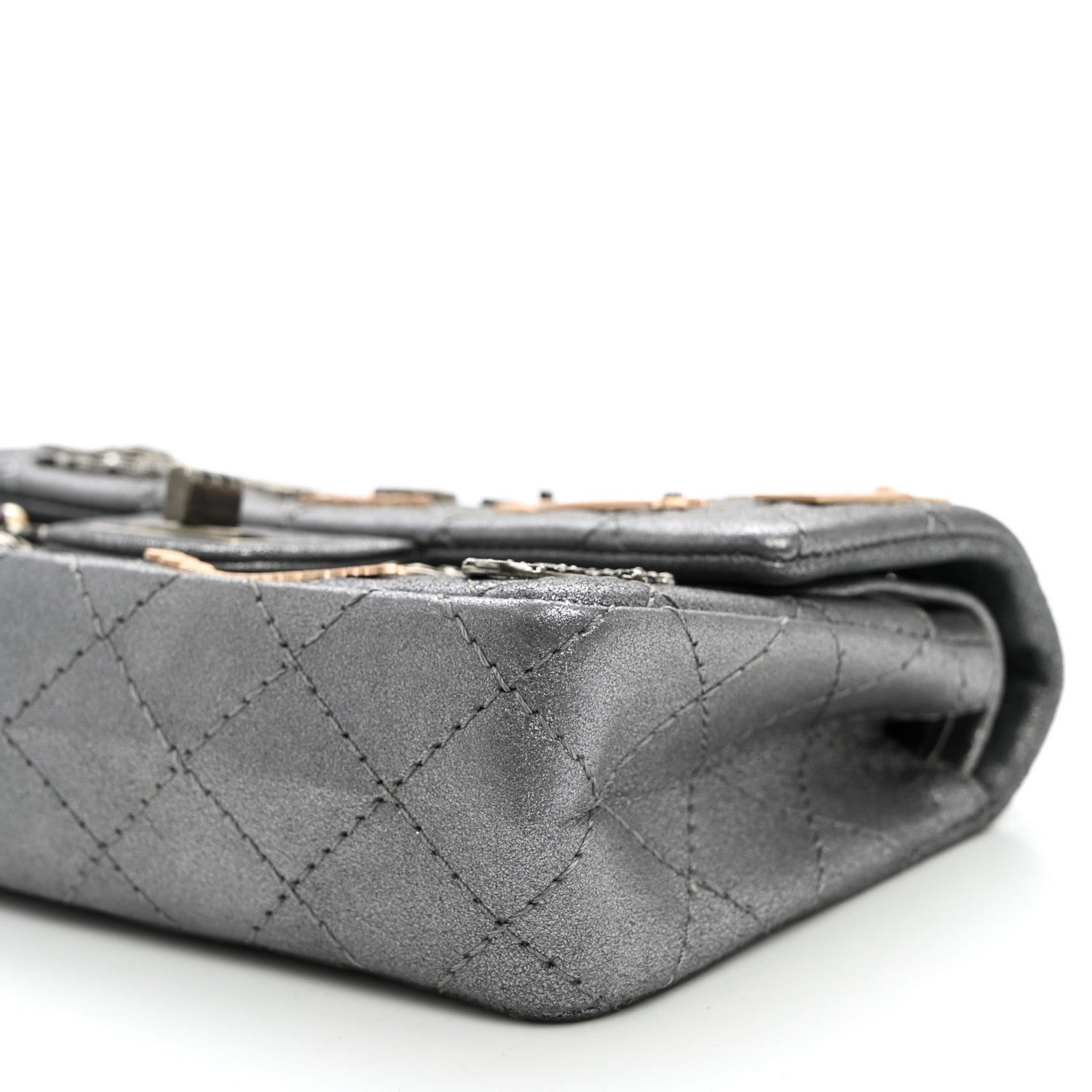 Chanel Metallic Calfskin Quilted Lucky Charms 2.55 Reissue 224 Flap Dark Silver 10 of 10