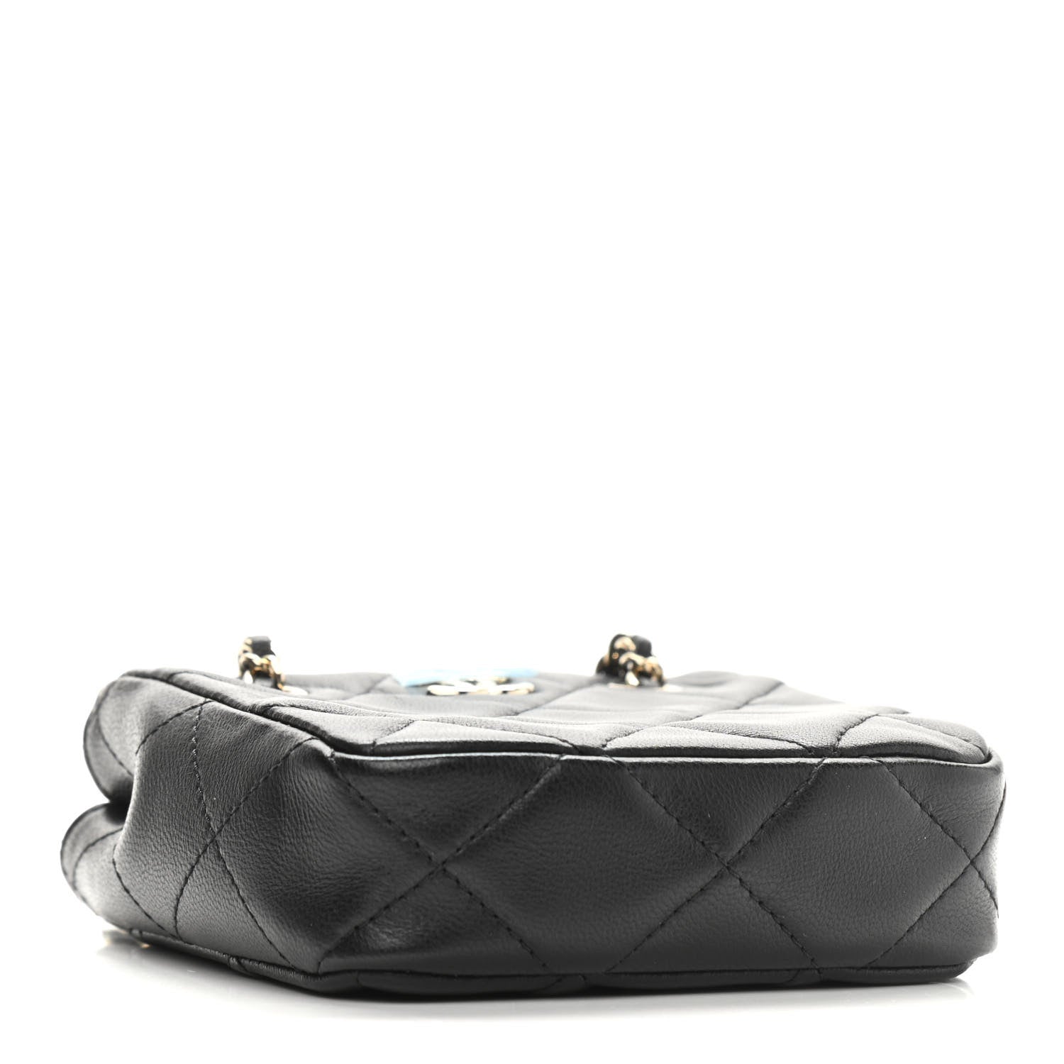 Chanel Lambskin Quilted Tiny Shopping Clutch With Chain Black 4 of 11