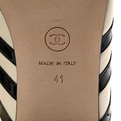 Chanel Lambskin Patent Ankle Boots 41 Beige Black 8 of 11