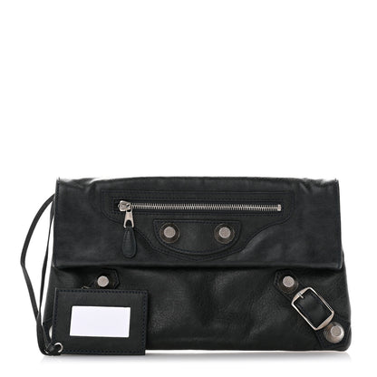 Balenciaga Agneau Giant 21 Silver Hardware Envelope Clutch Anthracite 1 of 8