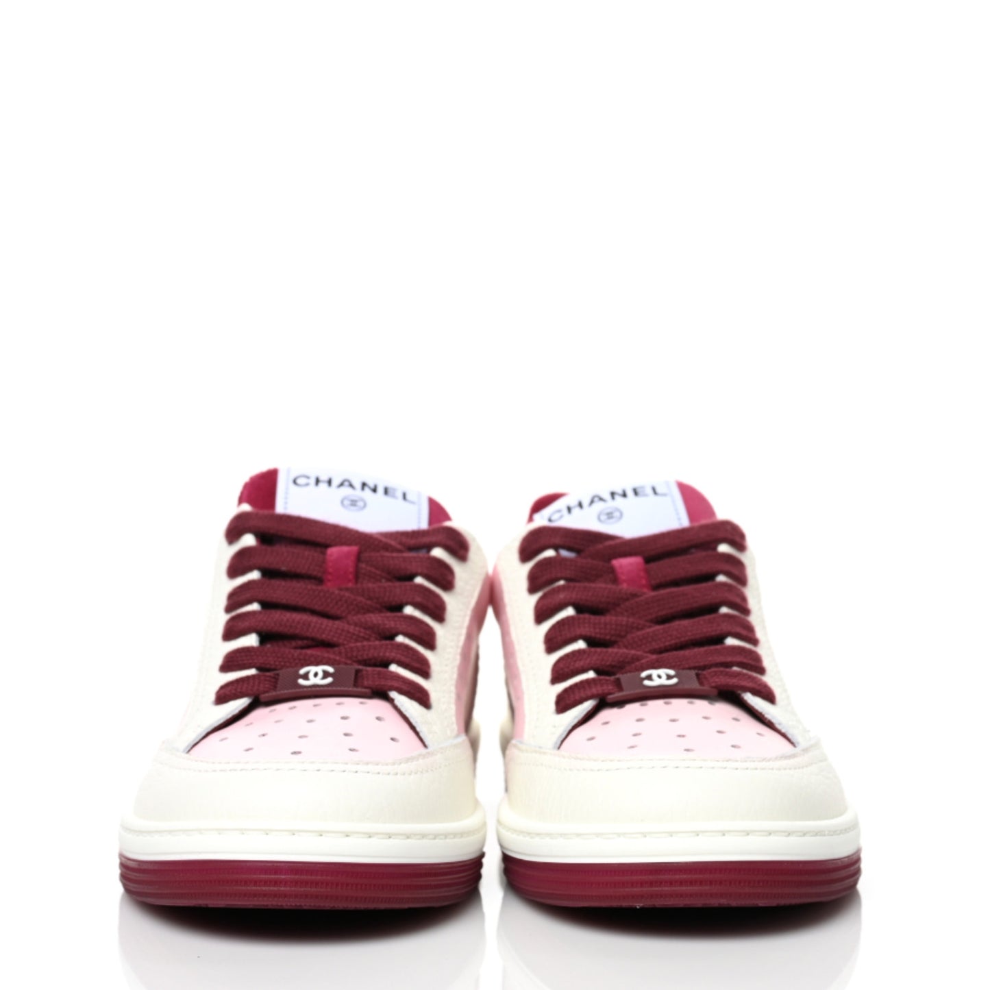 Grained Calfskin Fabric Womens Logo Sneakers 36.5 White Dark Purple