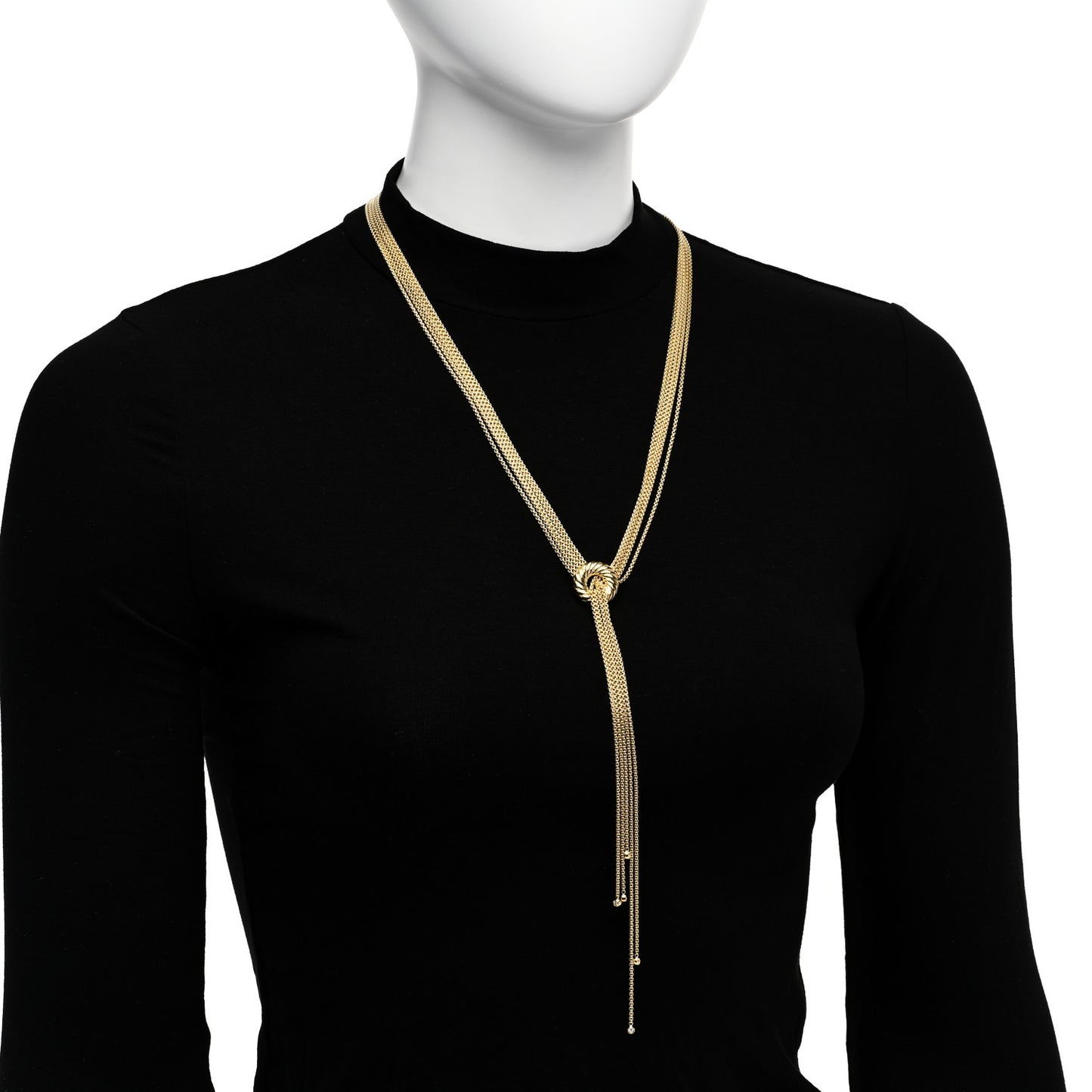 18K Yellow Gold Diamond Five Strand Lariat Tassel Necklace