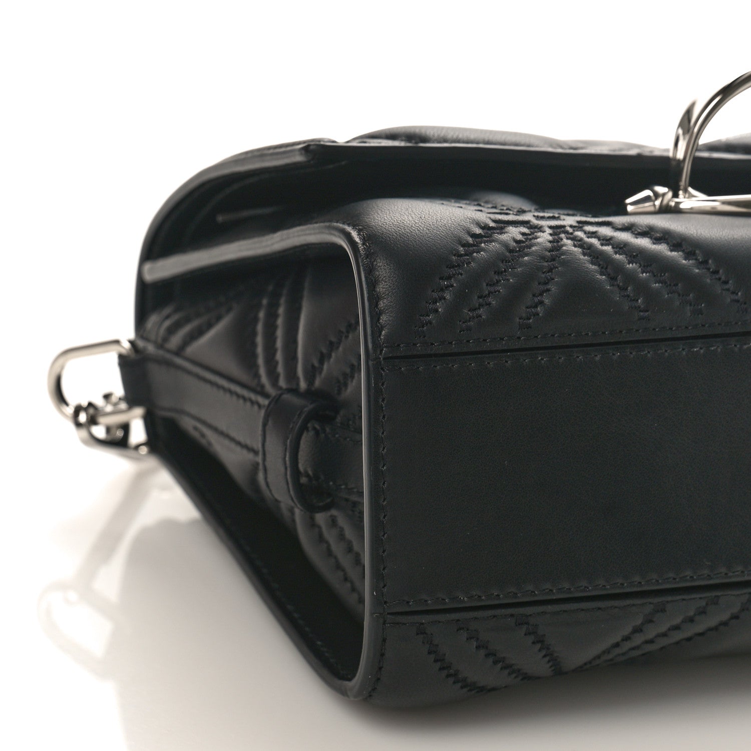 Alexander McQueen Lambskin Floral Stitched The Story Shoulder Bag Black 7 of 8