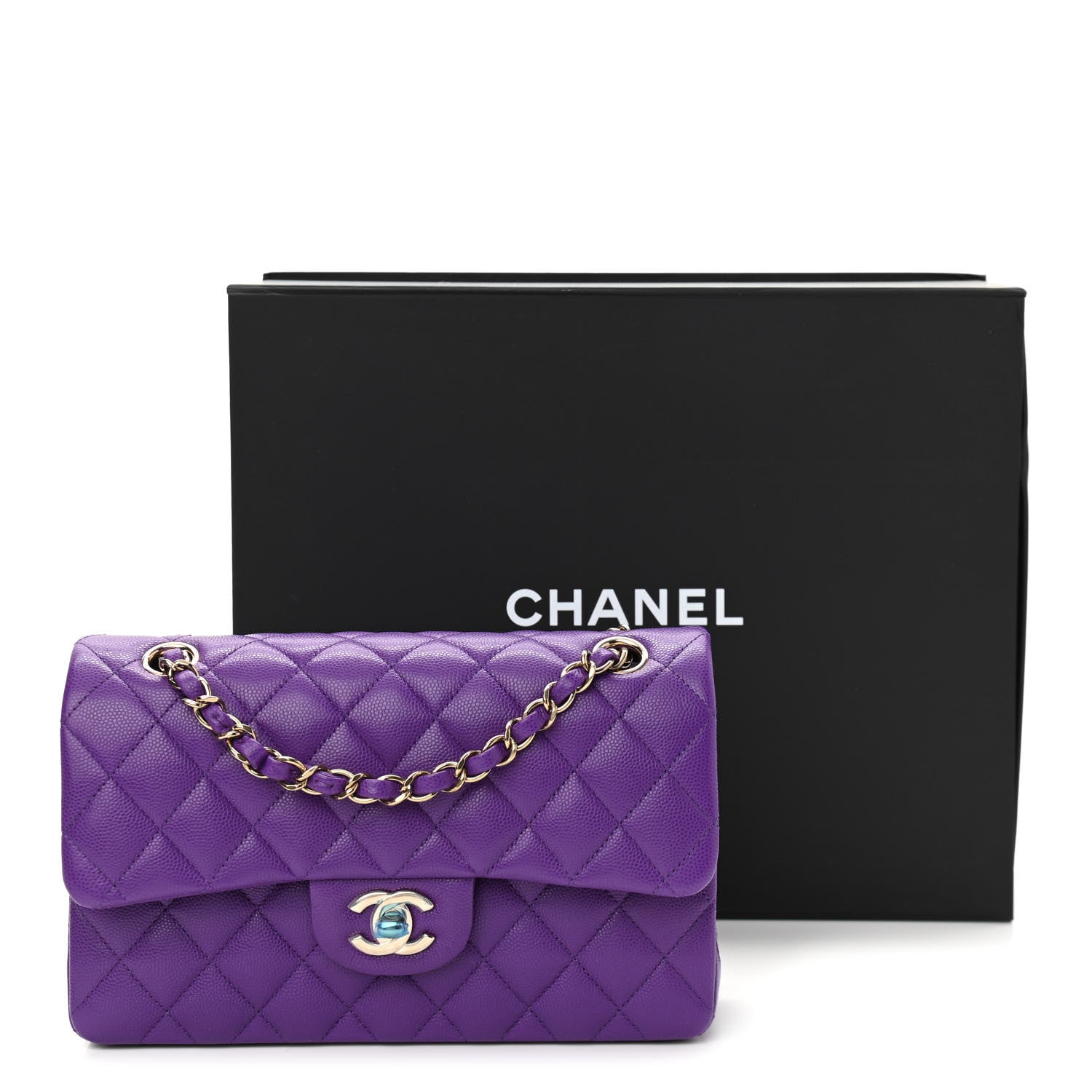 Chanel Caviar Quilted Small Double Flap Dark Purple 10 of 10