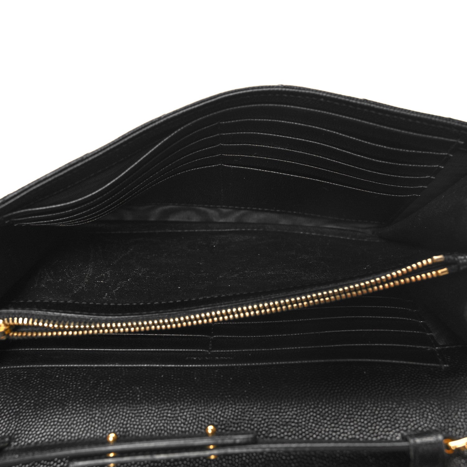 Saint Laurent Grain De Poudre Matelasse Chevron Monogram Chain Wallet Black 5 of 12