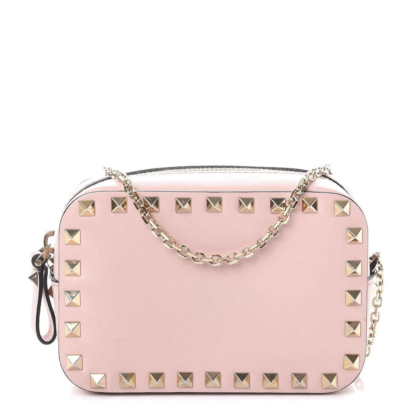 Calfskin Small Rockstud Chain Camera Crossbody Bag Loto