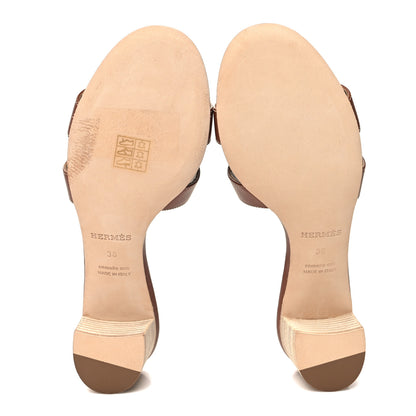 Hermes Calfskin Oasis Sandals 38 Gold 5 of 8