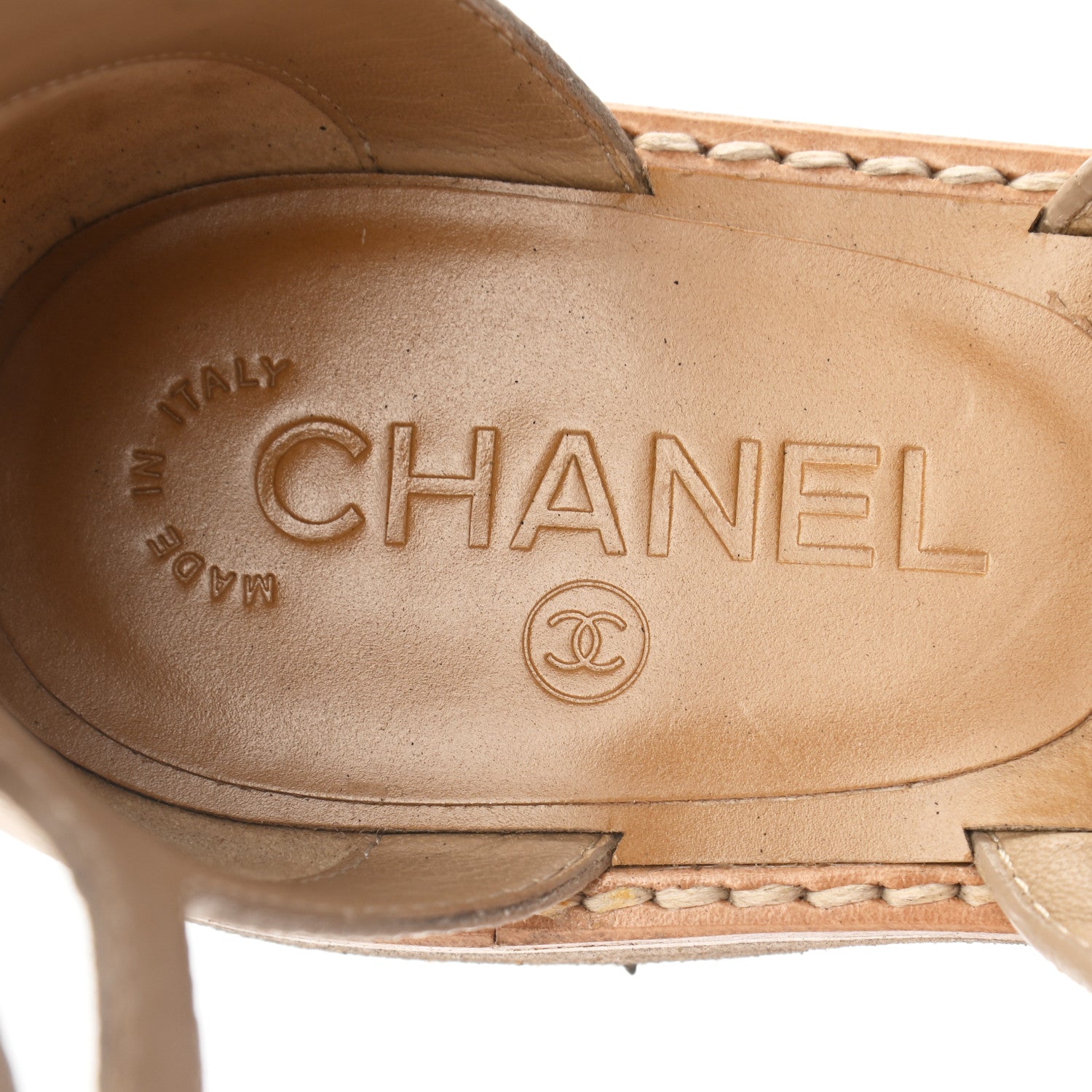 Chanel Calfskin Chain CC Flat Sandals 39 Beige 8 of 8