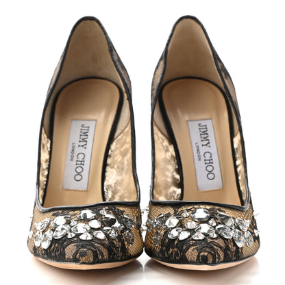 Jimmy Choo Lace Mesh Crystal Lyzo 100 Pumps 36 Black 2 of 11