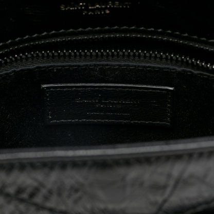 Saint Laurent Crinkled Calfskin Matelasse Monogram Medium Niki Chain Satchel Black 6 of 9