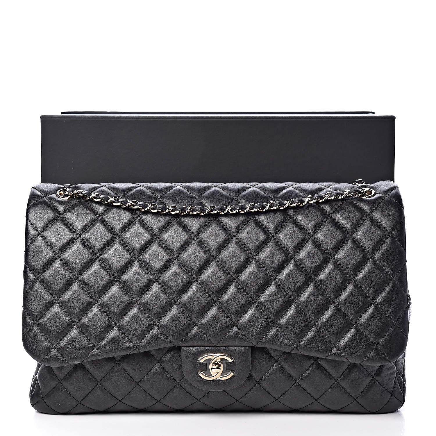 Chanel Calfskin Quilted Small XXL Travel Flap Bag Black 11 of 11