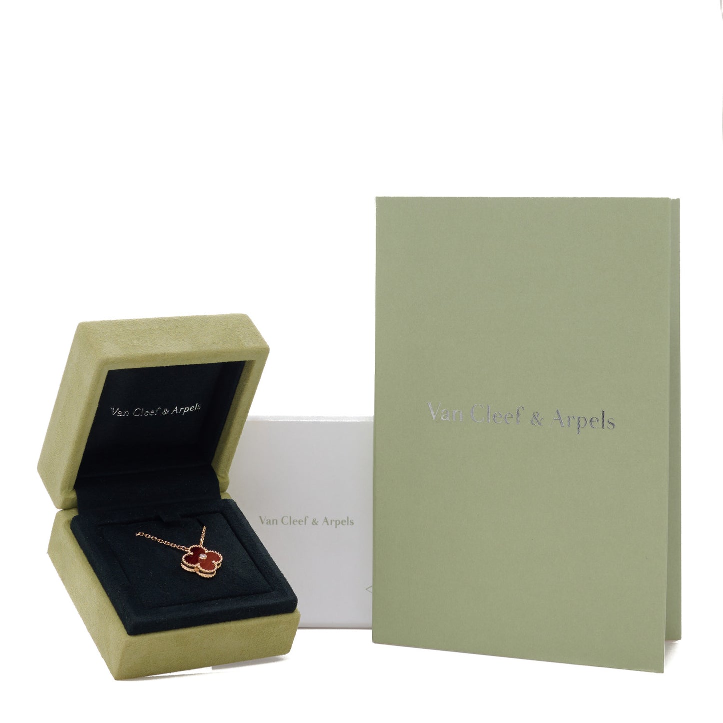18K Rose Gold Diamond Bulls Eye Vintage Alhambra Pendant Necklace