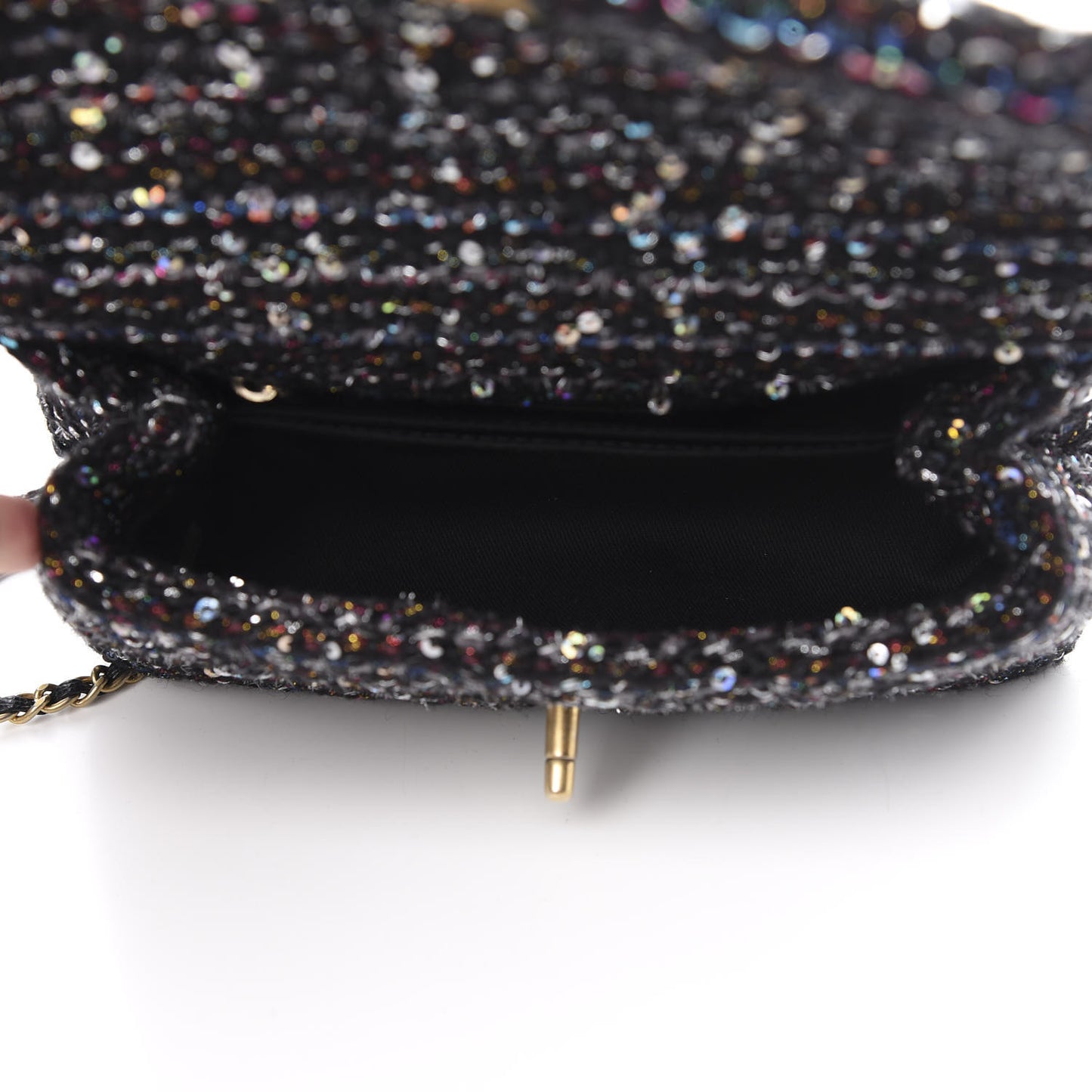 Tweed Sequin Mini Coco Handle Flap Black