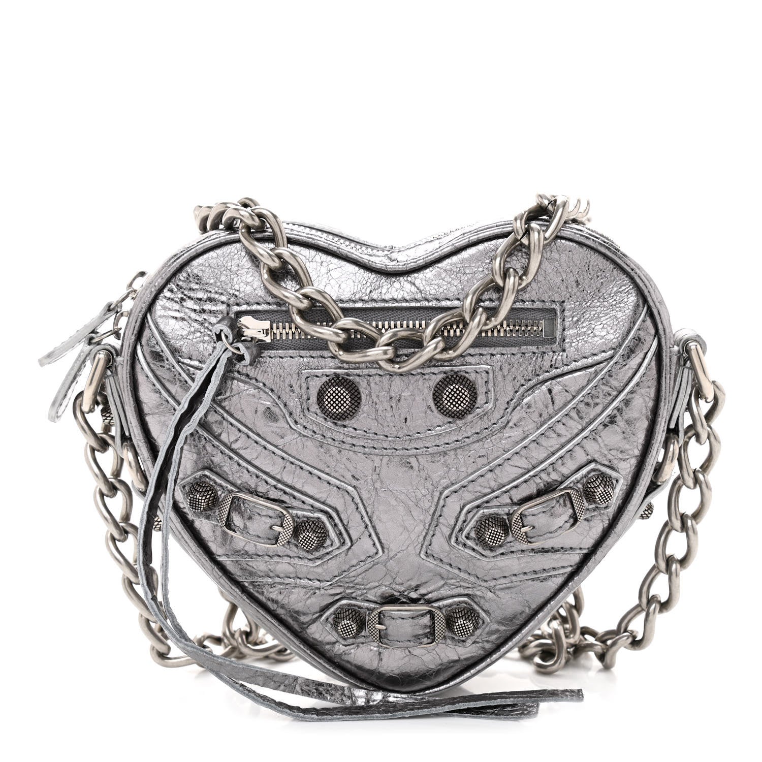 Balenciaga Metallic Agneau Arena Mini Le Cagole Heart Bag Silver 1 of 8