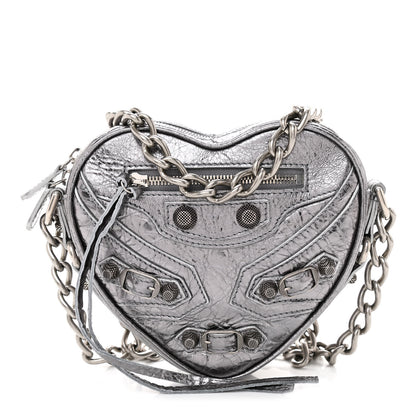 Balenciaga Metallic Agneau Arena Mini Le Cagole Heart Bag Silver 1 of 8
