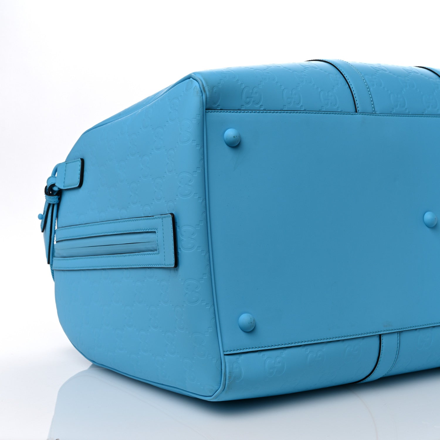 Gucci Rubber Effect GG Embossed Large Duffle Bag Bright Blue 8 of 9