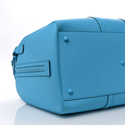 Gucci Rubber Effect GG Embossed Large Duffle Bag Bright Blue 8 of 9