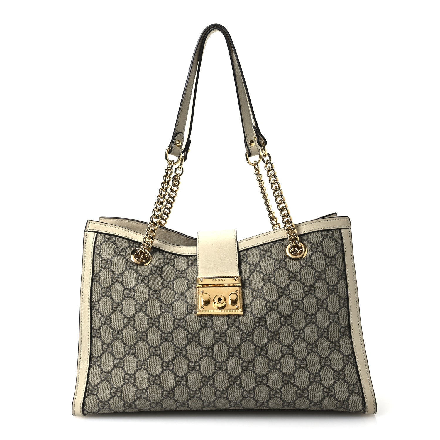 Gucci GG Supreme Monogram Medium Padlock Tote White 1 of 12
