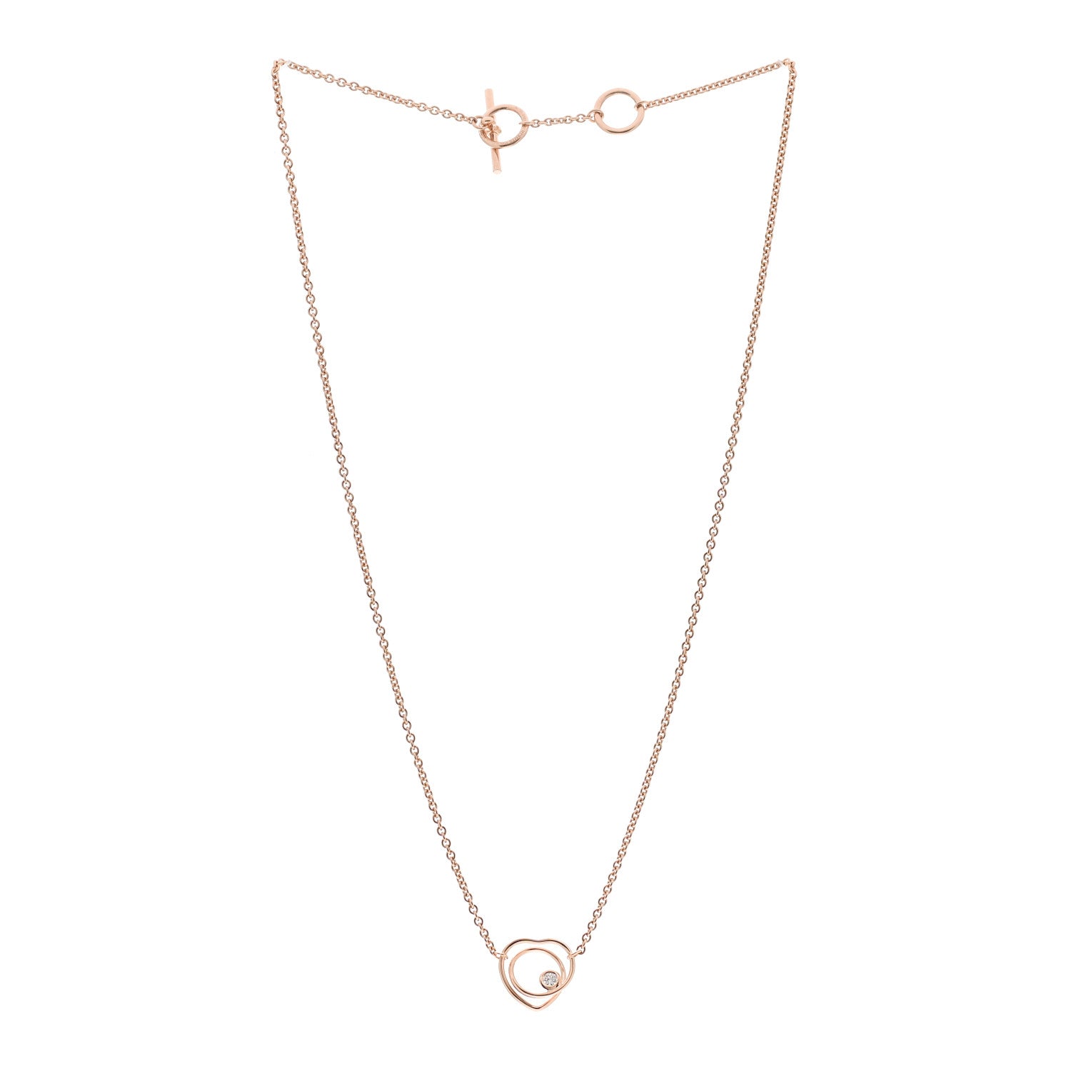 Hermes 18K Rose Gold Diamond TPM Vertige Coeur Necklace ST 3 of 6