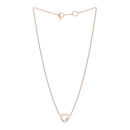 Hermes 18K Rose Gold Diamond TPM Vertige Coeur Necklace ST 3 of 6