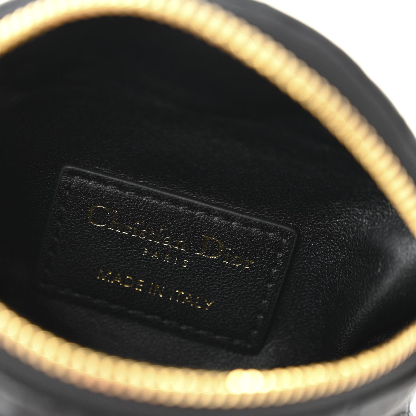 Supple Calfskin Cannage Caro Half-Moon Coin Purse Black