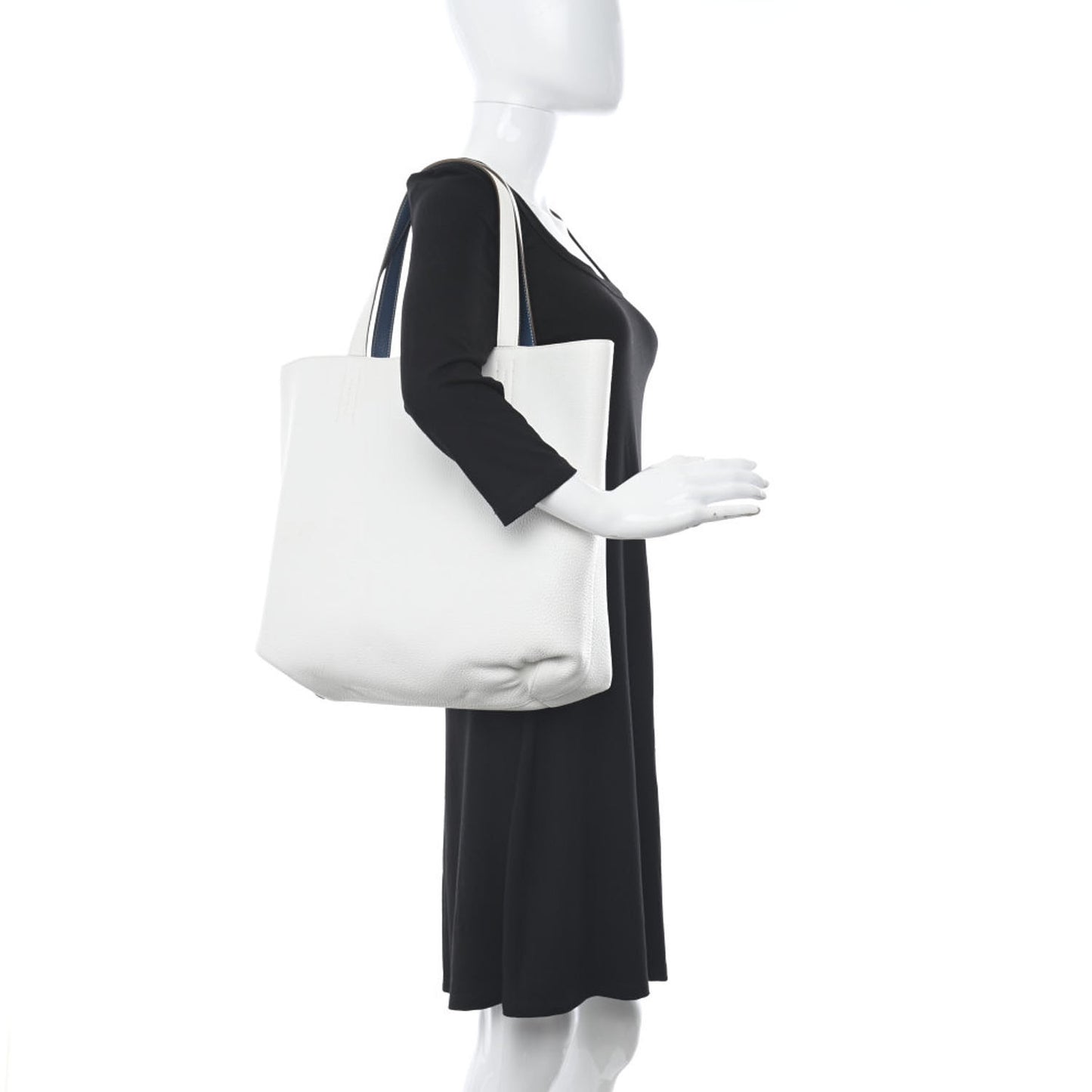 Taurillon Clemence Double Sens 45 Reversible Tote Bleu Thalassa White