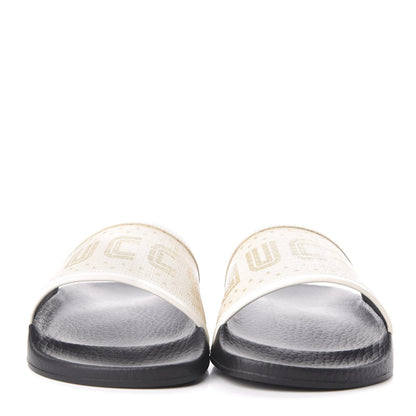 Gucci X SEGA Supreme Canvas GUCCY Stars Womens Slide Sandals 36 Mystic White Gold 2 of 11