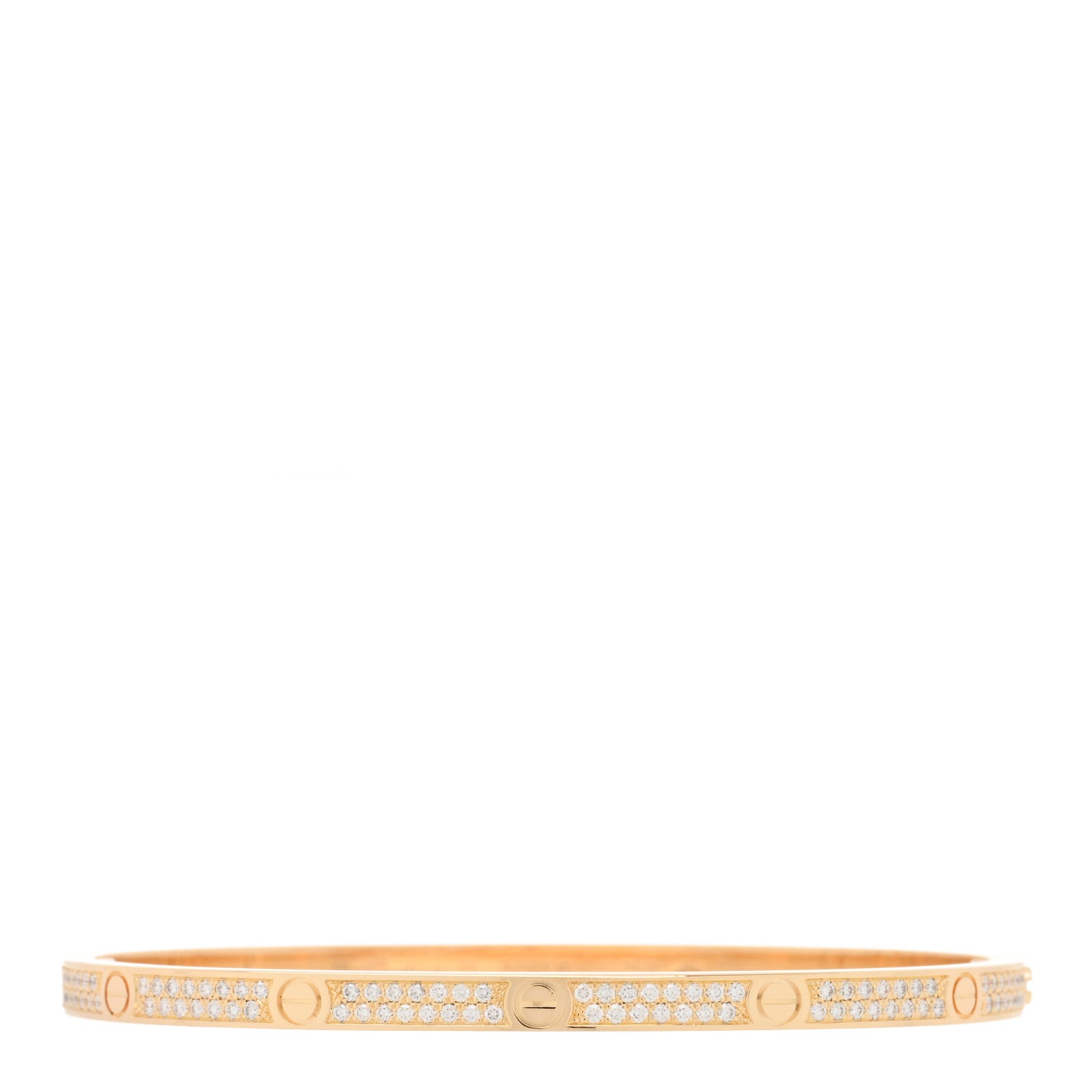 18K Yellow Gold Diamond Small LOVE Paved Bracelet 17