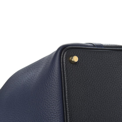 Hermes Taurillon Clemence Casaque Picotin Lock 18 PM Blue Nuit Black Bleu Frida 8 of 10