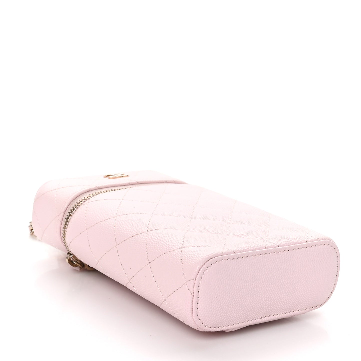 Caviar Quilted Phone Holder With Chain Light Pink