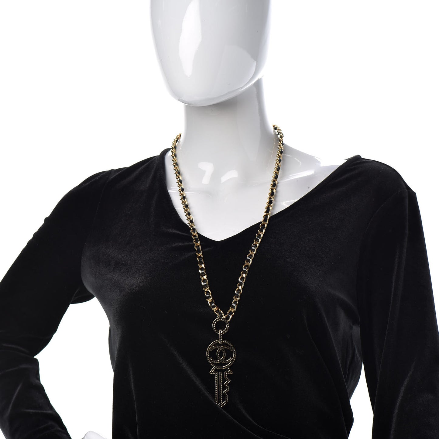 Patent Crystal Key Necklace Gold Black