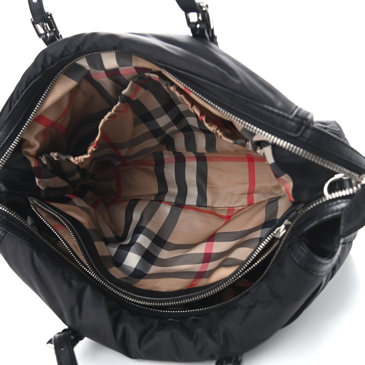 Nylon House Check Quilted Abbey Diaper Bag Black
