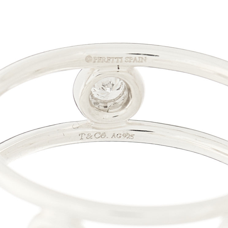 Tiffany Sterling Silver Diamond Elsa Peretti Diamonds by the Yard Ring 52 6 4 of 4