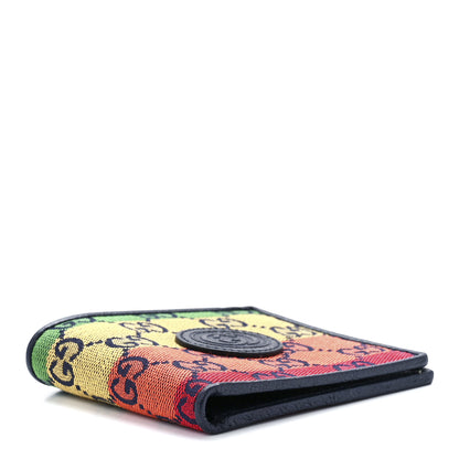 Gucci Monogram Multicolor Textured Calfskin Retro Interlocking G Bi-Fold Wallet Blue Rainbow 4 of 12