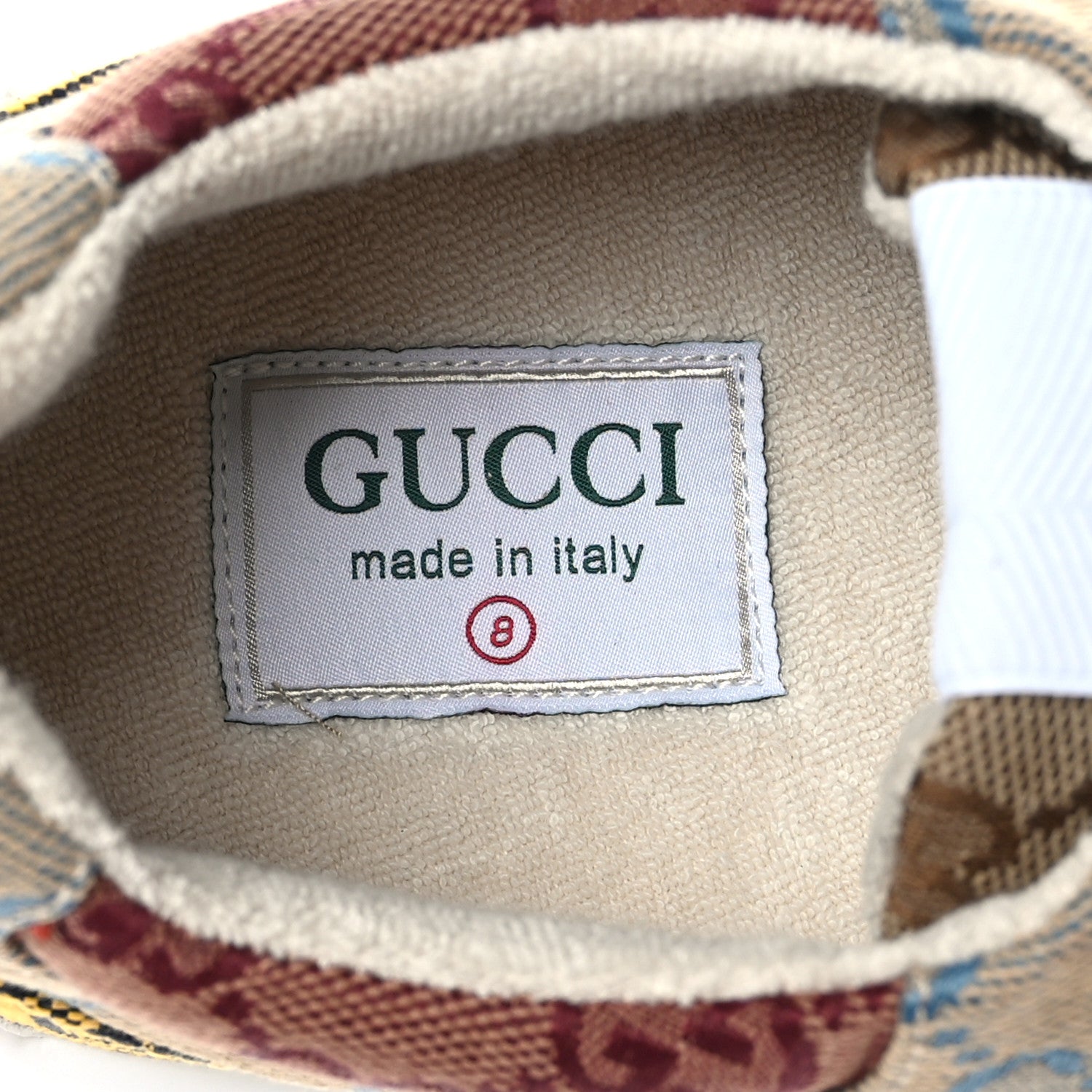 Gucci Monogram Multicolor Mens Rhyton Sneakers 8 Yellow Blue Great White Tabasco 6 of 8