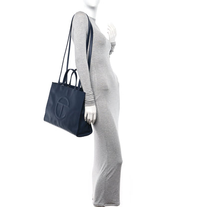 Telfar Vegan Leather Medium Shopping Bag Navy 2 of 10