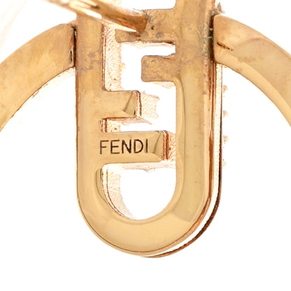 Fendi Metal Crystal FF O'Lock Round Earrings Gold 4 of 5