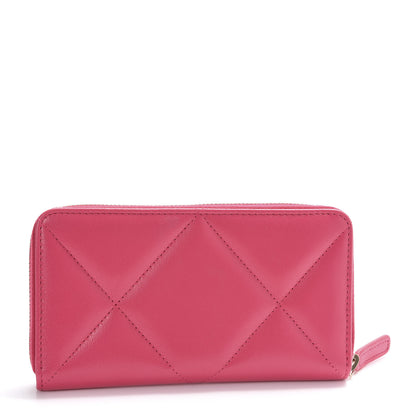 Chanel Shiny Goatskin Quilted 19 Zipped Wallet Pink 3 of 11