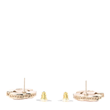 Chanel Metal Resin CC Turnlock Stud Earrings Gold Pink 3 of 5