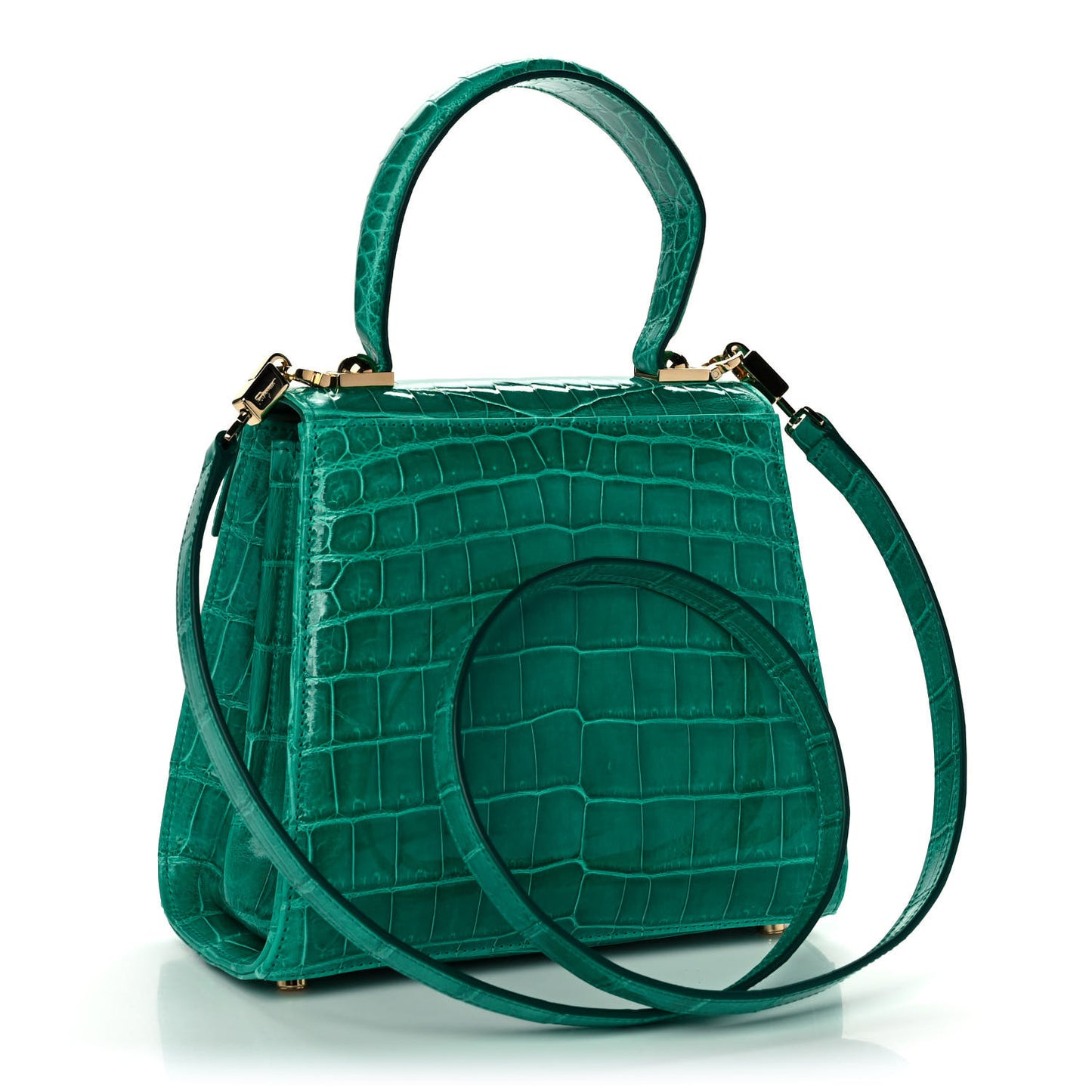 Crocodile Gancini 2-Way Top Handle Bag Verde