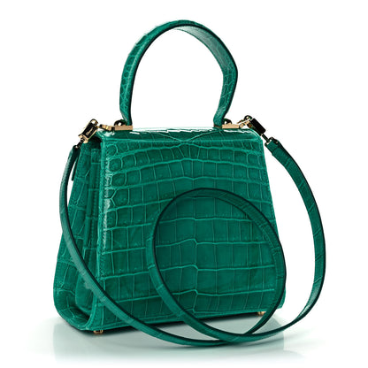 Salvatore Ferragamo Crocodile Gancini 2-Way Top Handle Bag Verde 3 of 13