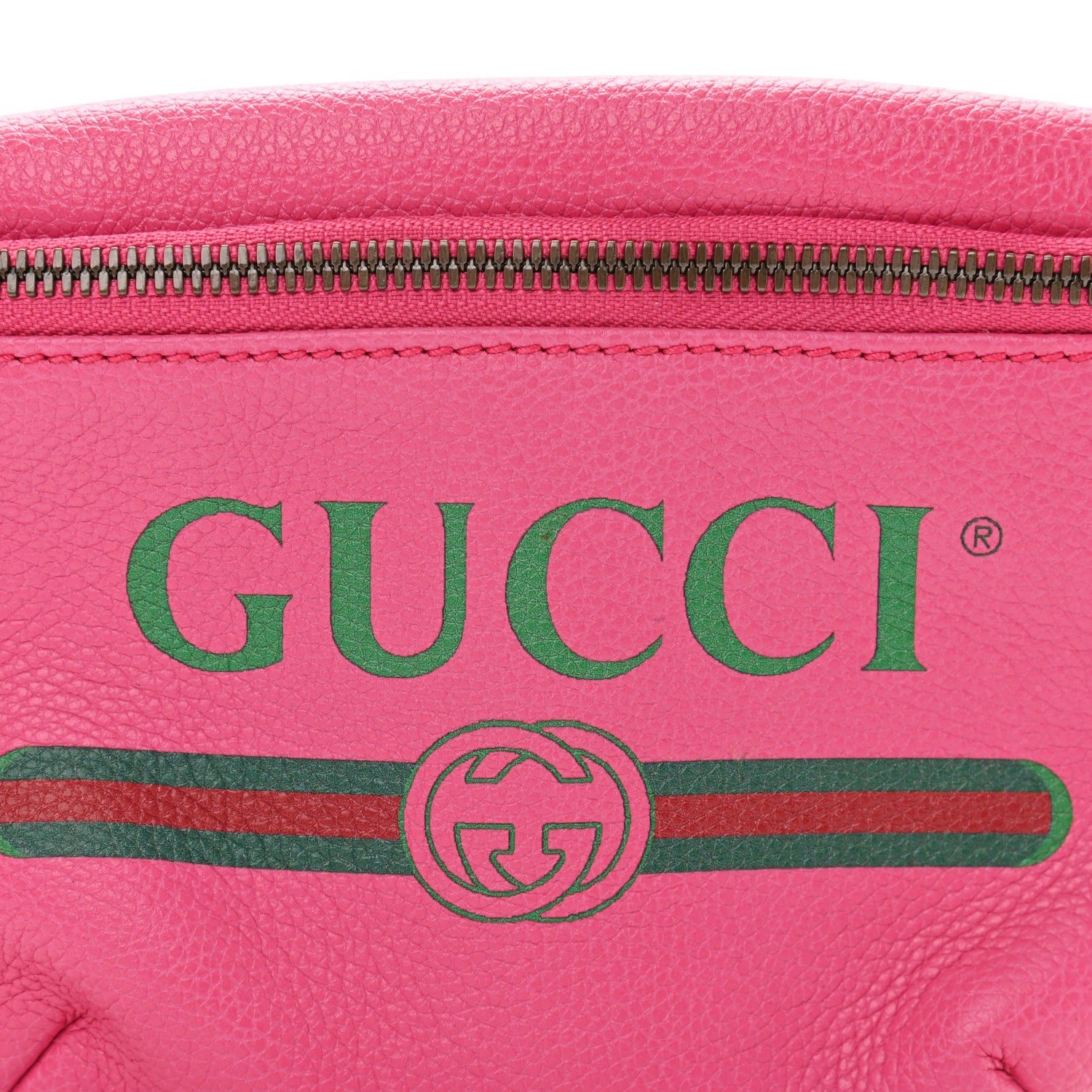 Gucci Grained Calfskin Small Logo Belt Bag Box Pink Green 7 of 9