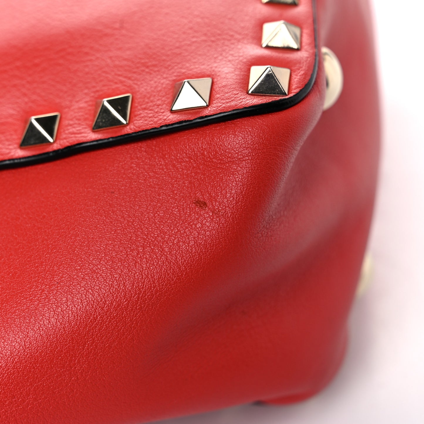 Vitello Mini Rockstud Tote Red