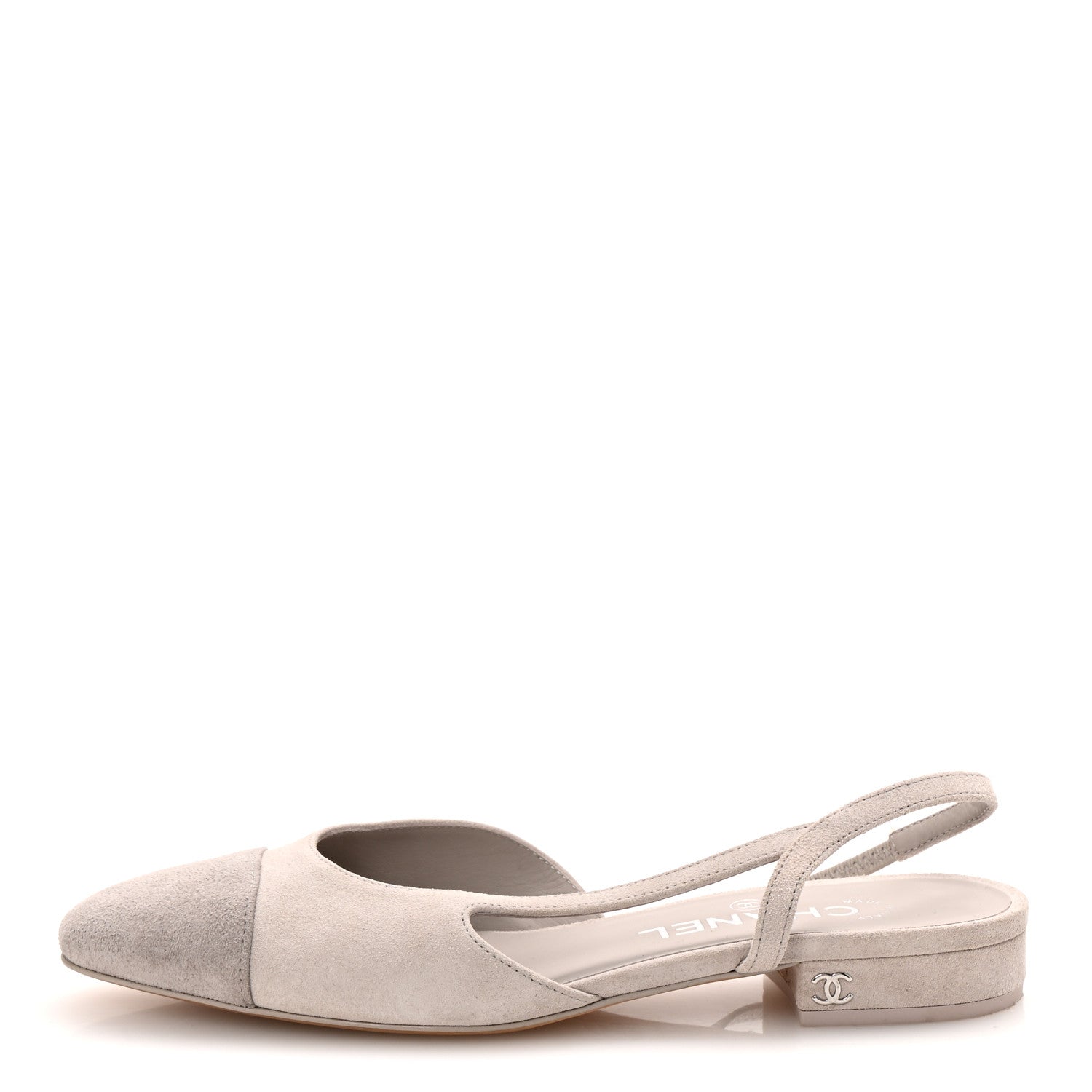 Chanel Suede Cap Toe CC Coco Slingback Pumps 36 Light Grey 1 of 9